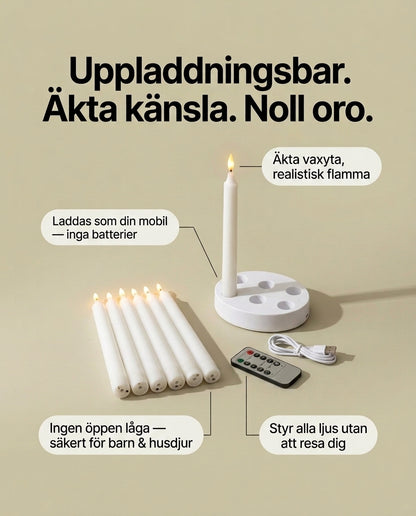 Uppladdningsbara Vaxljus – Mysigt Hem, Noll Oro